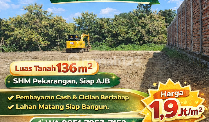 Tanah Sleman Siap AJB Area Gamping Luas 136 M2 SHM Pekarangan