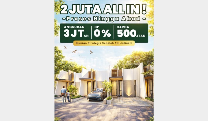 Rumah Cluster Baru Strategis di Komsen 2 Menit Toll Jatiasih Bekasi