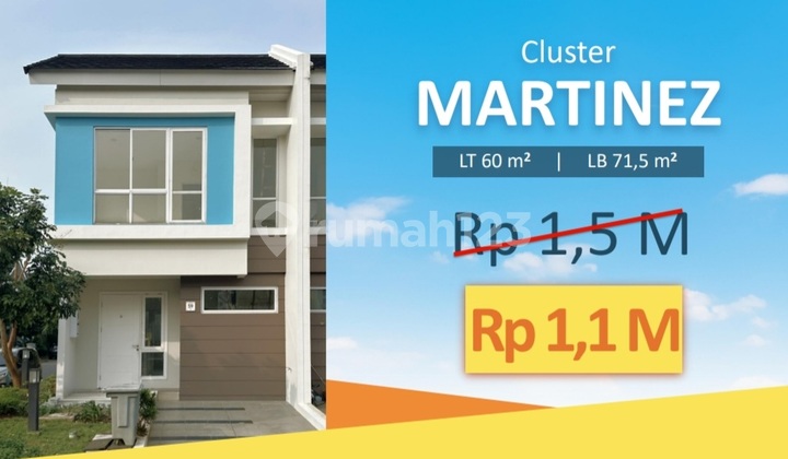 Dijual Turun Harga Rumah Baru Cluster Martinez Gading Serpong