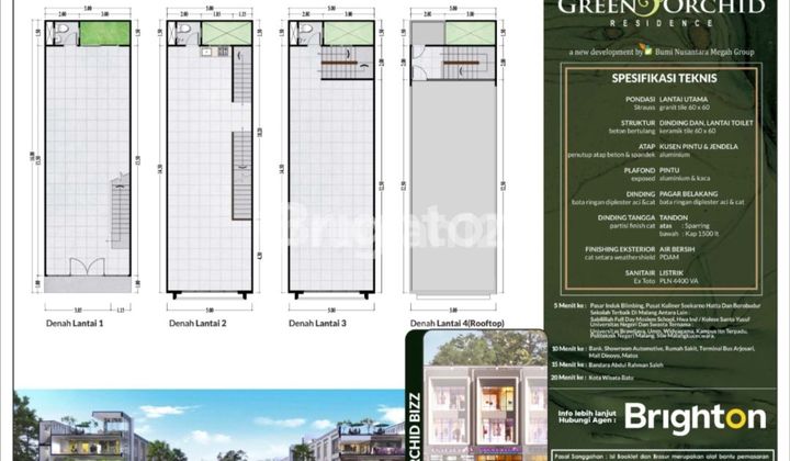 Ruko 4Lantai rooftop di Green Orchid, Malang 2
