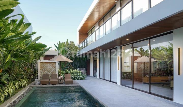 Villa 2 Kamar Tidur dengan Jacuzzi dan Desain Tropis Modern di Pererenan