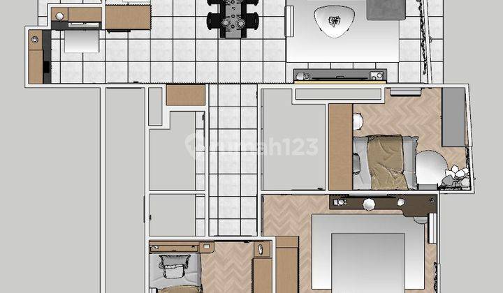 Apartment 3 BR Trillium Apartment Bagus Furnished 2