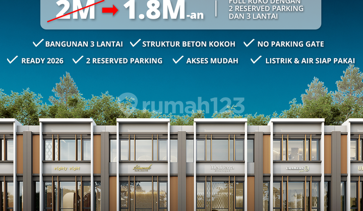 Ruko 3 Lantai Modern Di Bsd, Rawa Buntu - Harga Mulai 1.8m-an!