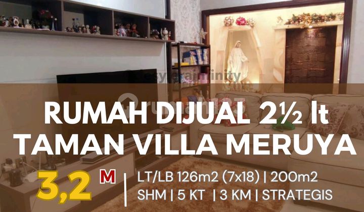 (turun Harga) Dijual Cepat Rumah Taman Villa Meruya Hanya 3 M 2