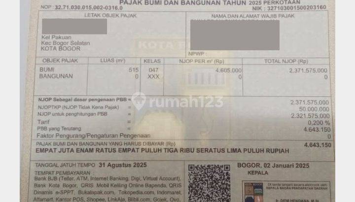 Kavling Premium Pakuan Hill Strategis Tajur Harga di bawah NJOP