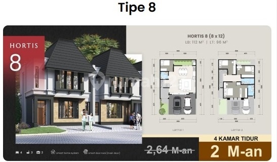 DIJUAL rumah Hortis tipe 8 Gading serpong