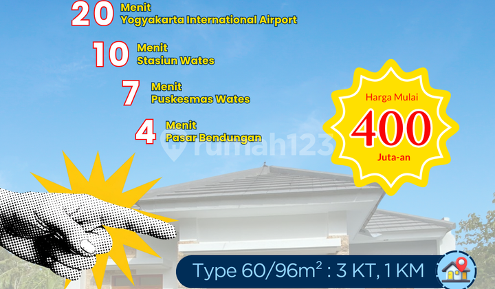 Rumah Siap Bangun, 10 Menit Dr Stasiun Wates Dekat Bandara Yia