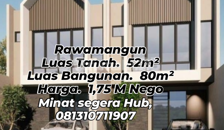 Rumah 3 Lt Progres Dalam Komplek di Rawamangun