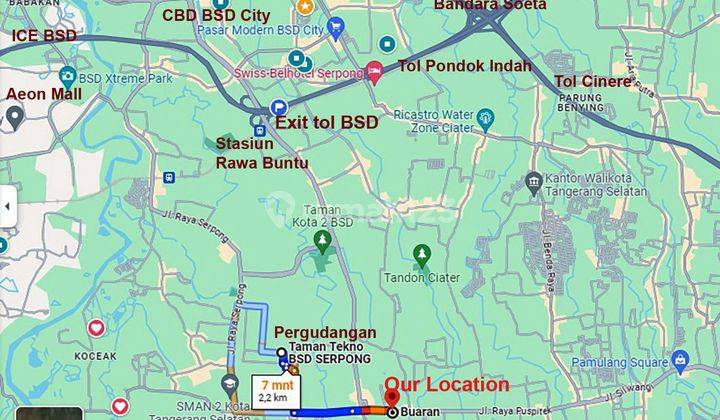 Dijual Tanah Dan Bangunan Kantor, di Tepi Jalan Dekat Taman Tekno X Bsd 2