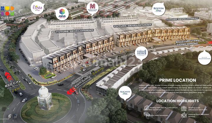 RUKO HUDSON STUDIO LOFT GADING SERPONG 3 LANTAI LETAK STRATEGIS DI AREA KOMERSIL YANG HIDUP