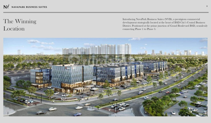 Type B Corner NavaPark Business Suites BSD City (land 324m2, building 1507m2) discounted price around 51.5M, other types available in description. Type B Corner NavaPark Business Suites BSD City (land 324m2, building 1507m2) discounted price around 51.5M, other types available in description.