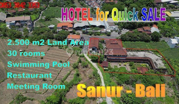 Lokasi Super Strategis Bangunan Ex Hotel Dijual di Sanur Bali