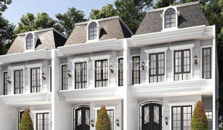 tampak depan rumah baru american style dharmahusada