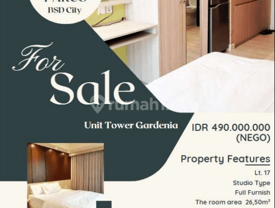 Jual Murah Cepat Apartemen Casa De Parco Studio Full Furnished 1