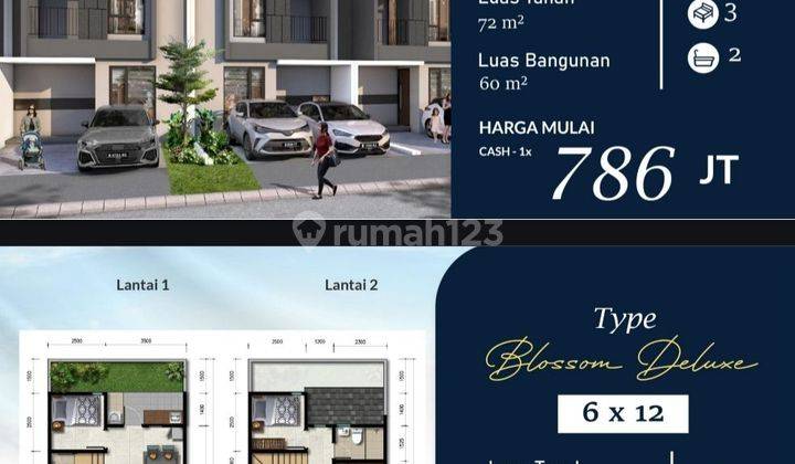 Rumah 2 Lantai 3 Kamar Tidur Royal Blossom Free Ac 1