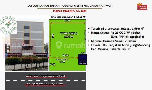 Disewakan Tanah 1596n2 cocok Pool Mobil di Grand Cakung Jakarta Timur 2