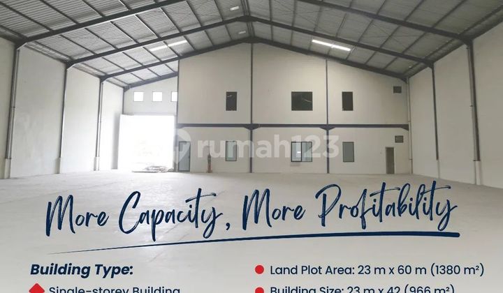 Gudang Bagus Kokoh 1000m2 Stand Alone Ada Kantor Cocok Logistik/gudang Umum/ Produksi Di Marunda Tarumajaya Bekasi