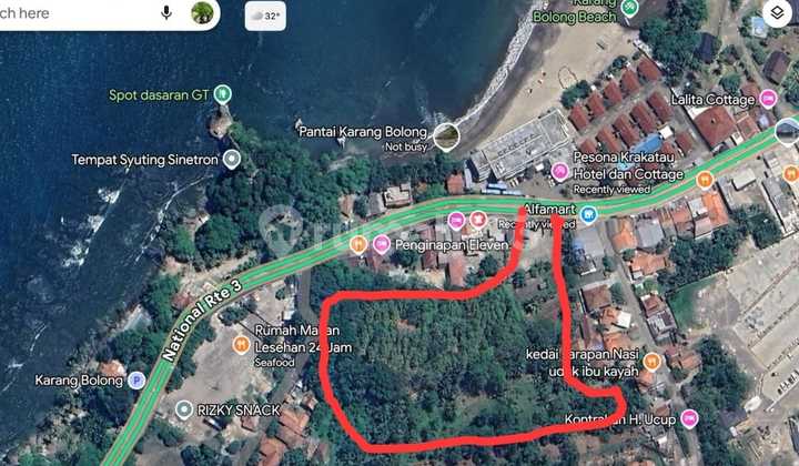 KAVLING DI ANYER DEPAN PESONA KRAKATAU HOTEL, JALAN RAYA dan SANGAT STRATEGIS 1