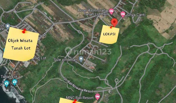 Land for sale in Tanah Lot Beraban, Tabanan, next to Nirwana Resort 1