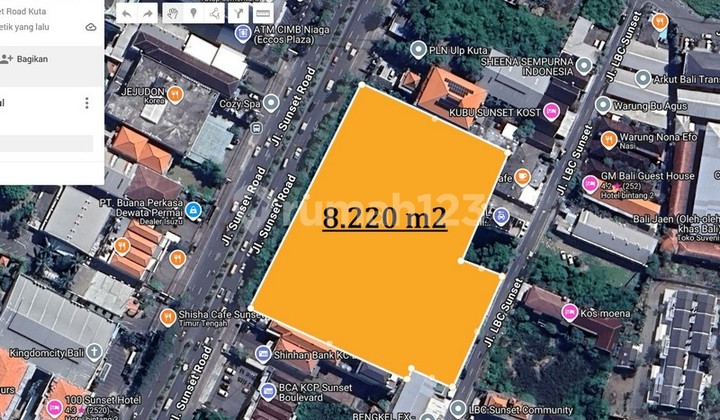 For Rent Land on Sunset Road Kuta 8,220 M2 Strategic