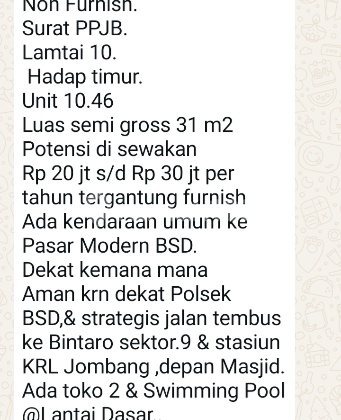 Dekat Akses Tol, Apartemen, PPJB, 2