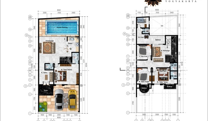 Johar Mansion Brand New Ready Stock Within 3 Months Promo Plot B5 Classic Mediterranean Luxury House 2 Floors, Sleman, Yogyakarta