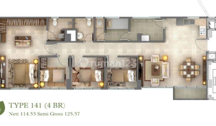 Apartemen Rainbow Spring Condovillas 4 Bedroom Furnish Baru 2