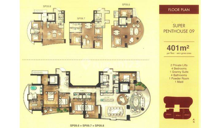 Apartemen St Moritz Tower Presidential Penthouse Kondisi Bare di Puri Indah Jakarta Barat 2