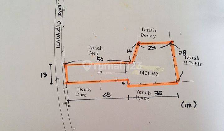 TANAH MURAH.. LUAS 1431M2 DI JL. RAYA CIJAYANTI, SENTUL - BOGOR  2