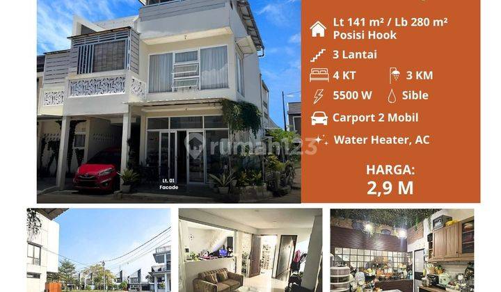 Rumah Bagus Lux 3 Lt Buahbatu Square Dkt Tol Buahbatu Podomoropark Posisi Hook ,bonus Semi Furnish Jarang Ada Luas Murah  1