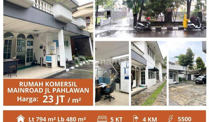 Jual Cepat Rumah Komersil Lokasi Mainroad Jalan Utama Jl.pahlawan Cikutra Dkt Taman Makam Pahlawan,griya Pahlawan Cck U/ Kantor/ Bank/Resto/Cafe Dll.jarang Ada Sekali   1