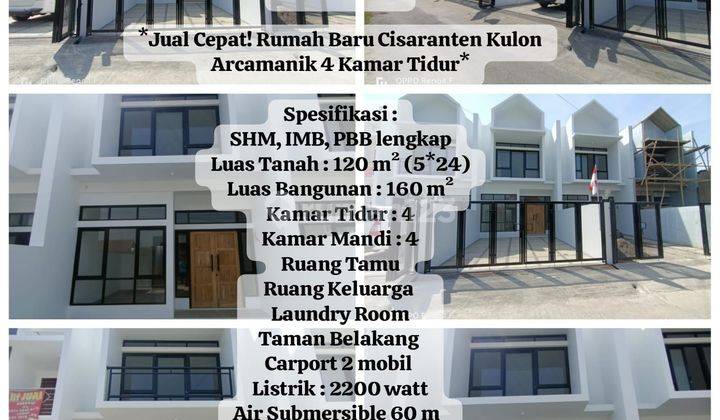 Di Jual Rumah Baru 4 Unit Cisaranten Arcamanik Desain Modern 2 Lt Mewah Lux Kekinian Jarang Ada,bagus Harga 1 M An  1