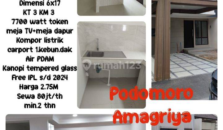 Rumah 2 Lantai baru di di Cluater padmagriya podomoro 2