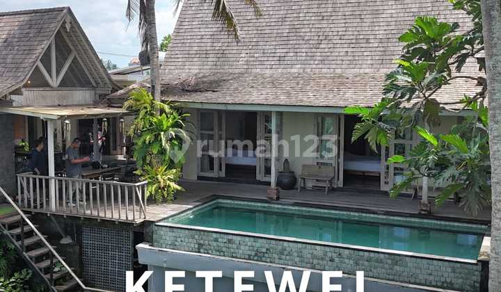 Villa Pantai Purnama Samping Sungai Pemandangan Sawah