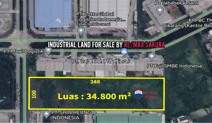 Dijual Kavling Industri Luas Tanah 34.800 m² di Kawasan Industri Jababeka, Cikarang Utara Bekasi 1