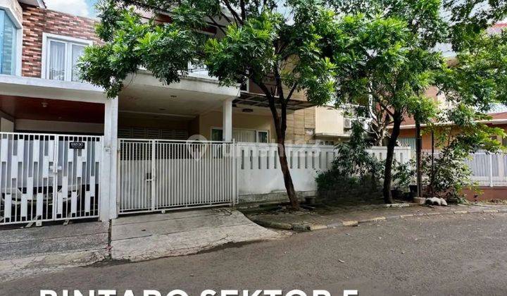 TURUN HARGA !  FOR SALE BINTARO SEKTOR 5 MODERN MINIMALIST HOUSE SEMI FURNISHED  One Gate System Row Jalan Lebar Lingkungan Nyaman  Luas Tanah 265 m2 Luas Bangunan 400 m2 Bangunan 2 lantai 2