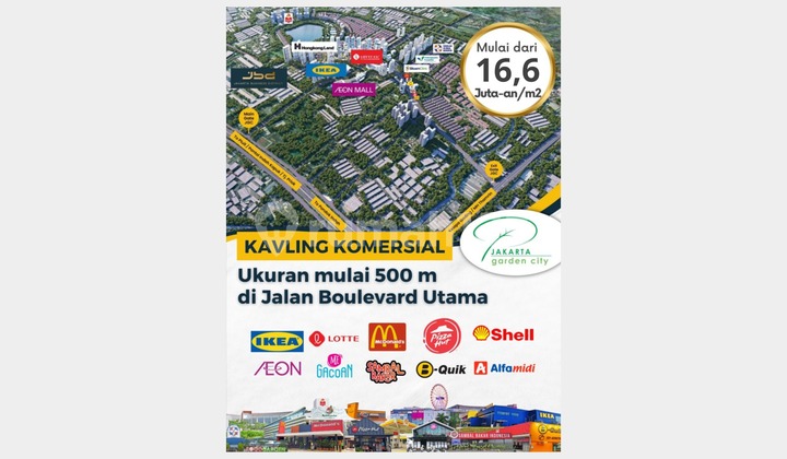 Commercial Lot 25x40 main boulevard JGC Jakarta Garden City Commercial Lot 25x40 main boulevard JGC Jakarta Garden City