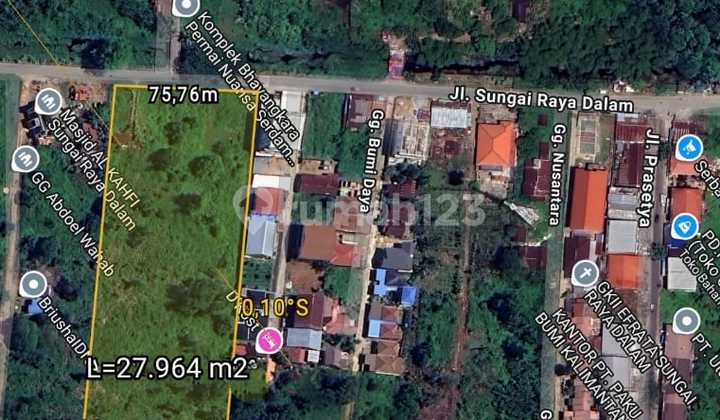 Land by the River Raya Road in Kubu Raya Regency