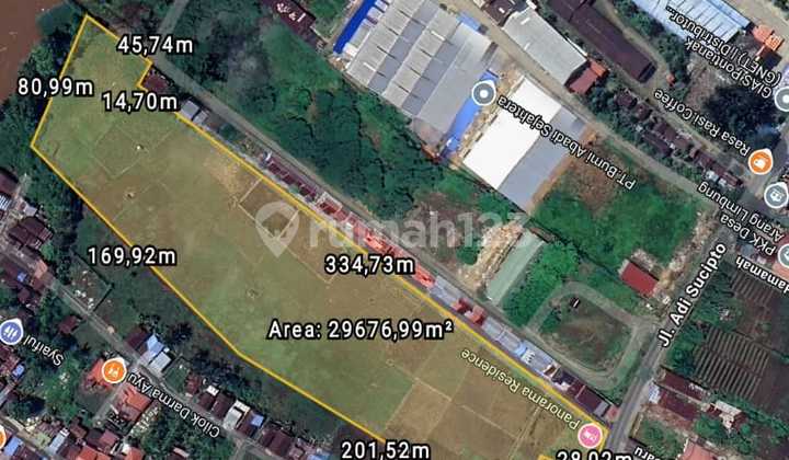 Land from Adisucipto Roadside to the Kapuas Riverbank.