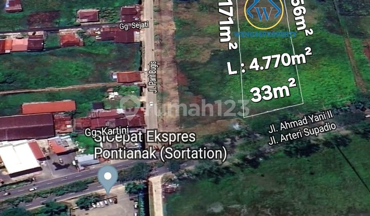 Land for Rent on the Side of Supadio Arterial Road, Pontianak