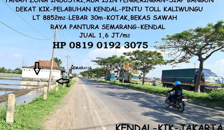 Tanah HM Zona Industri Pinggir jalan Raya Pantura/lingkar Kaliwungu Kendal dekat KIK Kendal 1