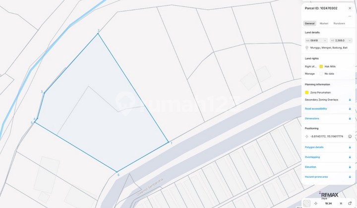 Tanah 25,69 are Lokasi Bagus dapat View Sawah Dijual, Munggu area