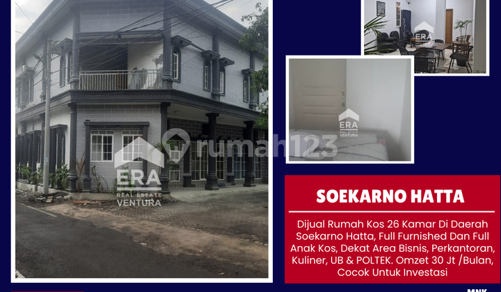 Dijual Rumah Kos 26 Kamar di Daerah Soekarno Hatta