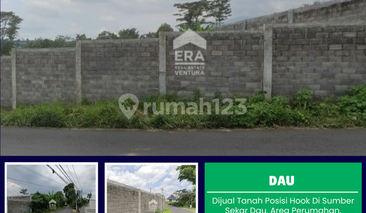 Dijual Tanah Posisi Hook di Sumber Sekar Dau, Area Perumahan