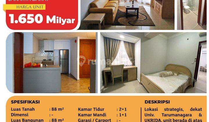 Apartemen Taman Anggrek, Tower 3, Jakarta Barat, 88m² 2