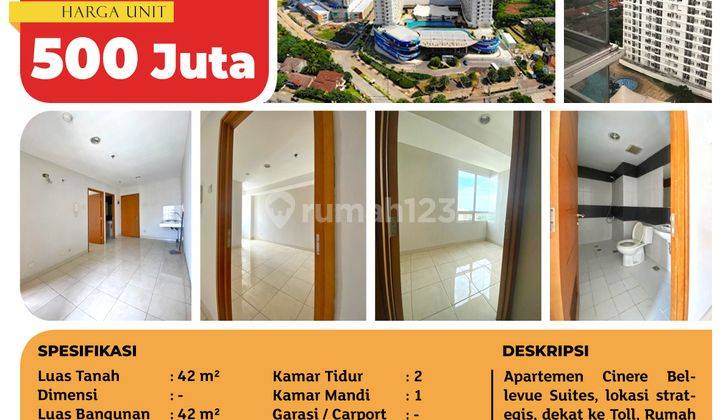 Dijual Apartemen Cinere Bellevue Suites, Tower B, Depok, 42m², Lt. 19, HGB 2