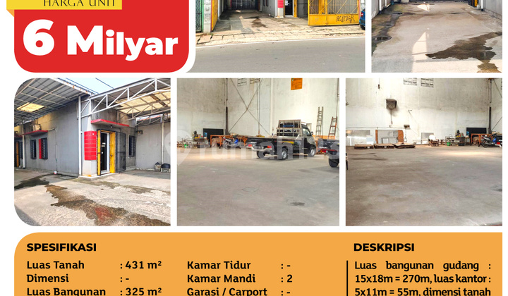 Gudang Strategis di Pinggir Jalan Jl. Gatot Subroto, Cimone, 451m 2