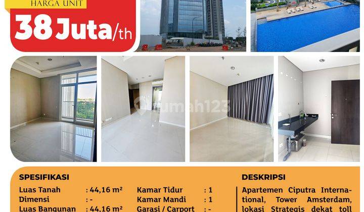 Hidup Nyaman di Ciputra International! Sewa Apartemen Tower Amsterdam – 44,16 m², View City & Pool, Dekat Tol JORR! 2