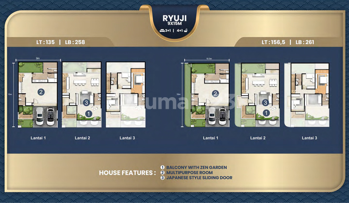 Jual Cicil 41 Juta Atau 5,6m Rumah Sapporo Residences 9x15 Ryuji 3 Lantai Samping Pasir Putih Villa Pik2 - Sell House Sapporo 135 Sqm 9x15 Ryuji 3 Floor Side Of Pasir Putih Villa Pik 2 2