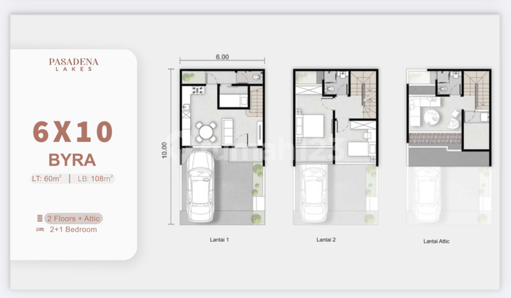 Jual Hanya 24 Juta Rumah Pasadena Lakes Pik 2 6x10 Byra Program Dp 0% Selama 18 Bulan - Sell New House 6x10 3 Bedroom 3 Floor Pik 2